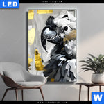 Leuchtbild Abstrakter Papagei Mit Gold Hochformat Produktvorschau mit dem Bild Abstrakter Papagei mit Gold im Format Hochformat.