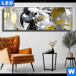 Leuchtbild Abstrakter Papagei Mit Gold Panorama Produktvorschau mit dem Bild Abstrakter Papagei mit Gold im Format Panorama.