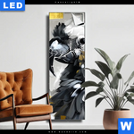 Leuchtbild Abstrakter Papagei Mit Gold Schmal Produktvorschau mit dem Bild Abstrakter Papagei mit Gold im Format Schmal.