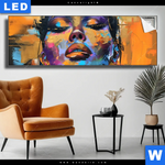 Leuchtbild Abstraktes Frauenportraet Dilara Panorama Produktvorschau mit dem Bild Abstraktes Frauenporträt Dilara im Format Panorama.