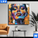 Leuchtbild Abstraktes Frauenportraet Dilara Quadrat Produktvorschau mit dem Bild Abstraktes Frauenporträt Dilara im Format Quadrat.