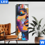 Leuchtbild Abstraktes Frauenportraet Dilara Schmal Produktvorschau mit dem Bild Abstraktes Frauenporträt Dilara im Format Schmal.