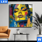 Leuchtbild Abstraktes Frauenportraet Gloria Quadrat Produktvorschau mit dem Bild Abstraktes Frauenporträt Gloria im Format Quadrat.