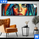 Leuchtbild Abstraktes Frauenportraet Hydra Panorama Produktvorschau mit dem Bild Abstraktes Frauenporträt Hydra im Format Panorama.
