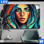 Leuchtbild Abstraktes Frauenportraet Hydra Querformat Produktvorschau mit dem Bild Abstraktes Frauenporträt Hydra im Format Querformat.