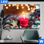 Leuchtbild Adventskerze Mit Weihnachtsschmuck Querformat Produktvorschau mit dem Bild Adventskerze mit Weihnachtsschmuck im Format Querformat.