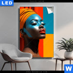 Leuchtbild Afrikanische Frau Mit Turban Hochformat Produktvorschau mit dem Bild Afrikanische Frau mit Turban im Format Hochformat.