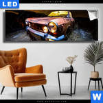 Leuchtbild Altes Auto Panorama Produktvorschau mit dem Bild Altes Auto im Format Panorama.