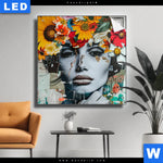 Leuchtbild Angelina Frau Mit Blumen Im Haar Quadrat Produktvorschau mit dem Bild Angelina - Frau mit Blumen im Haar im Format Quadrat.