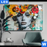 Leuchtbild Angelina Frau Mit Blumen Im Haar Querformat Produktvorschau mit dem Bild Angelina - Frau mit Blumen im Haar im Format Querformat.