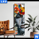 Leuchtbild Angelina Frau Mit Blumen Im Haar Schmal Produktvorschau mit dem Bild Angelina - Frau mit Blumen im Haar im Format Schmal.