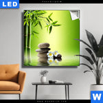 Leuchtbild Bambus Steine Quadrat Produktvorschau mit dem Bild Bambus & Steine im Format Quadrat.