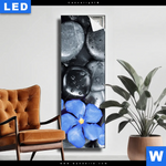 Leuchtbild Blaue Blume Graue Steine Schmal Produktvorschau mit dem Bild Blaue Blume & Graue Steine im Format Schmal.