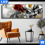 Leuchtbild Bluetenpracht Am Hirschgeweih Panorama Produktvorschau mit dem Bild Blütenpracht am Hirschgeweih im Format Panorama.