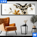 Leuchtbild Bluetenpracht Trifft Geweih Panorama Produktvorschau mit dem Bild Blütenpracht trifft Geweih im Format Panorama.