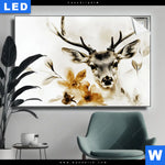 Leuchtbild Bluetenpracht Trifft Geweih Querformat Produktvorschau mit dem Bild Blütenpracht trifft Geweih im Format Querformat.