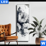Leuchtbild Blumen Im Schwarzen Farbnebel Schmal Produktvorschau mit dem Bild Blumen im schwarzen Farbnebel im Format Schmal.