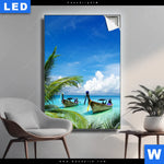 Leuchtbild Boote Im Tropischen Meer Hochformat Produktvorschau mit dem Bild Boote im tropischen Meer im Format Hochformat.