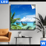 Leuchtbild Boote Im Tropischen Meer Quadrat Produktvorschau mit dem Bild Boote im tropischen Meer im Format Quadrat.