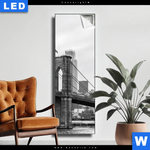 Leuchtbild Brooklyn Bridge Schwarzweiss Schmal Produktvorschau mit dem Bild Brooklyn Bridge Schwarzweiß im Format Schmal.