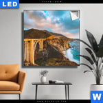 Leuchtbild Bruecke An Der Kueste Quadrat Produktvorschau mit dem Bild Brücke an der Küste im Format Quadrat.