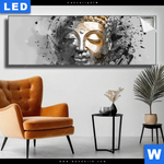 Leuchtbild Buddha Grunge Stil Panorama Produktvorschau mit dem Bild Buddha - Grunge-Stil im Format Panorama.