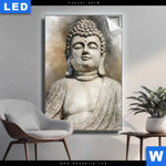 Leuchtbild Buddha In Frieden Hochformat Produktvorschau mit dem Bild Buddha in Frieden im Format Hochformat.