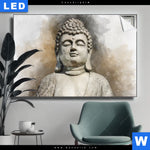 Leuchtbild Buddha In Frieden Querformat Produktvorschau mit dem Bild Buddha in Frieden im Format Querformat.