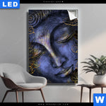 Leuchtbild Buddha In Gold Blau Hochformat Produktvorschau mit dem Bild Buddha in Gold & Blau im Format Hochformat.