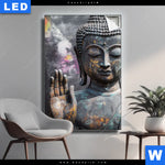 Leuchtbild Buddha Kosmische Gelassenheit Hochformat Produktvorschau mit dem Bild Buddha - Kosmische Gelassenheit im Format Hochformat.