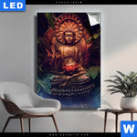 Leuchtbild Buddha Lotusbluete Hochformat Produktvorschau mit dem Bild Buddha & Lotusblüte im Format Hochformat.