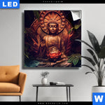 Leuchtbild Buddha Lotusbluete Quadrat Produktvorschau mit dem Bild Buddha & Lotusblüte im Format Quadrat.