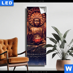 Leuchtbild Buddha Lotusbluete Schmal Produktvorschau mit dem Bild Buddha & Lotusblüte im Format Schmal.