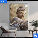 Leuchtbild Buddha Stille Des Seins Hochformat Produktvorschau mit dem Bild Buddha - Stille des Seins im Format Hochformat.