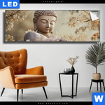 Leuchtbild Buddha Stille Des Seins Panorama Produktvorschau mit dem Bild Buddha - Stille des Seins im Format Panorama.