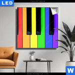 Leuchtbild Bunte Klaviertasten Quadrat Produktvorschau mit dem Bild Bunte Klaviertasten im Format Quadrat.