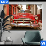 Leuchtbild Bunte Vintage Oldtimer Querformat Produktvorschau mit dem Bild Bunte vintage Oldtimer im Format Querformat.