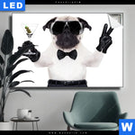 Leuchtbild Cooler Mops Mit Martini Querformat Produktvorschau mit dem Bild Cooler Mops mit Martini im Format Querformat.