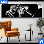 Leuchtbild Der Geigenspieler Panorama Produktvorschau mit dem Bild Der Geigenspieler im Format Panorama.