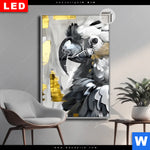Leuchtbild Dia Abstrakter Papagei Mit Gold Hochformat Produktvorschau mit dem Bild Abstrakter Papagei mit Gold im Format Hochformat.