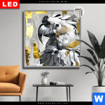 Leuchtbild Dia Abstrakter Papagei Mit Gold Quadrat Produktvorschau mit dem Bild Abstrakter Papagei mit Gold im Format Quadrat.