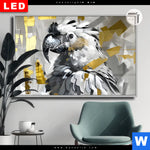 Leuchtbild Dia Abstrakter Papagei Mit Gold Querformat Produktvorschau mit dem Bild Abstrakter Papagei mit Gold im Format Querformat.