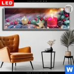 Leuchtbild Dia Adventskerze Mit Weihnachtsschmuck Panorama Produktvorschau mit dem Bild Adventskerze mit Weihnachtsschmuck im Format Panorama.