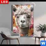 Leuchtbild Dia Alpaka Mit Blumen Hochformat Produktvorschau mit dem Bild Alpaka mit Blumen im Format Hochformat.