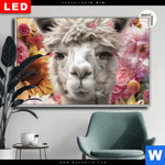 Leuchtbild Dia Alpaka Mit Blumen Querformat Produktvorschau mit dem Bild Alpaka mit Blumen im Format Querformat.