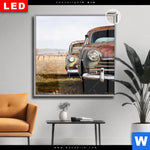 Leuchtbild Dia Alte Rostige Autos Quadrat Produktvorschau mit dem Bild Alte rostige Autos im Format Quadrat.
