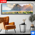 Leuchtbild Dia Beeindruckendes Island Panorama Produktvorschau mit dem Bild Beeindruckendes Island im Format Panorama.