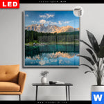 Leuchtbild Dia Bergsee Im Wald Quadrat Produktvorschau mit dem Bild Bergsee im Wald im Format Quadrat.