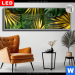 Leuchtbild Dia Blaetter Gold Gruen Panorama Produktvorschau mit dem Bild Blätter Gold Grün im Format Panorama.