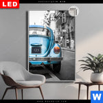 Leuchtbild Dia Blauer Oldtimer Hochformat Produktvorschau mit dem Bild Blauer Oldtimer im Format Hochformat.